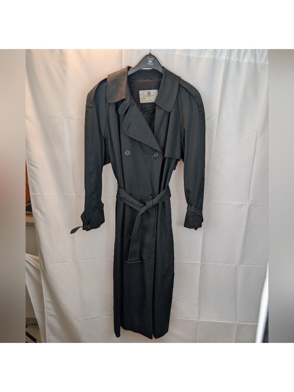 Aquascutum London Vintage Black Trench Coat Size 10 In VGUC